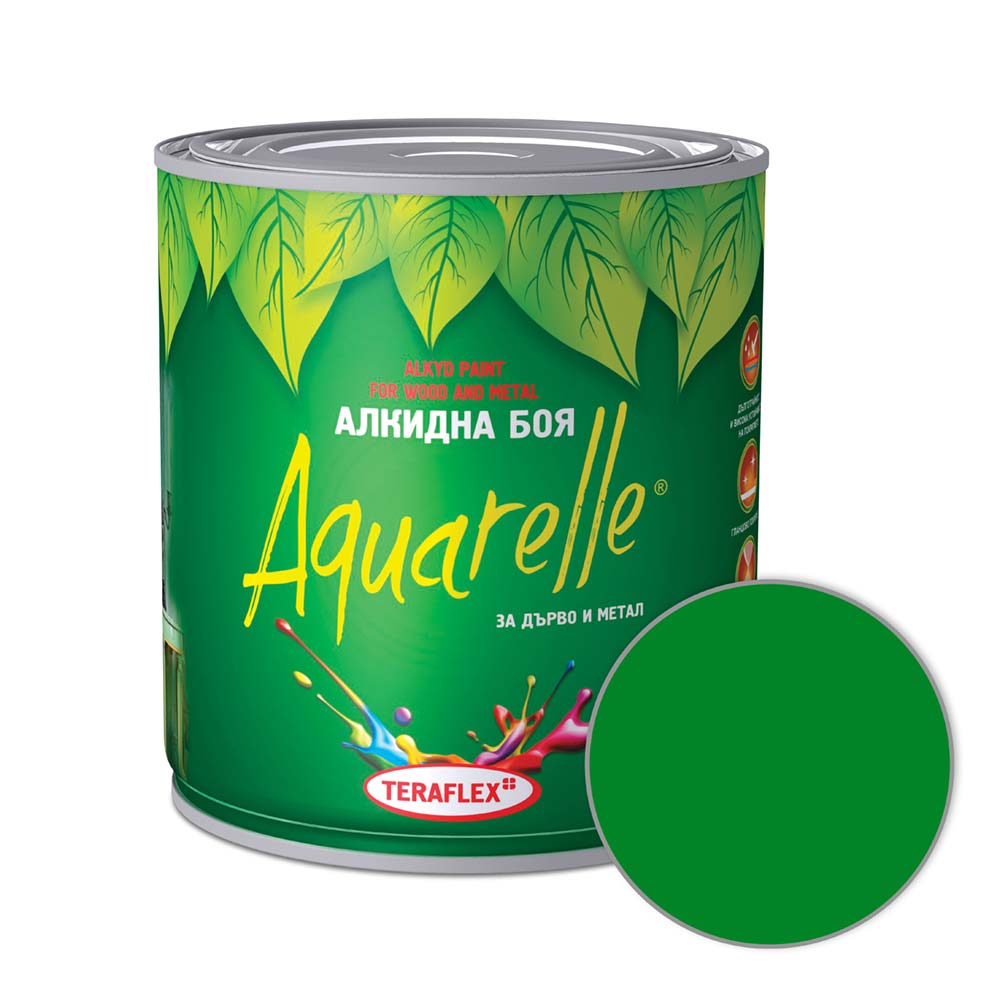 Алкидна боя за метал и дърво AQUARELLE - зелена 0,600-17 л